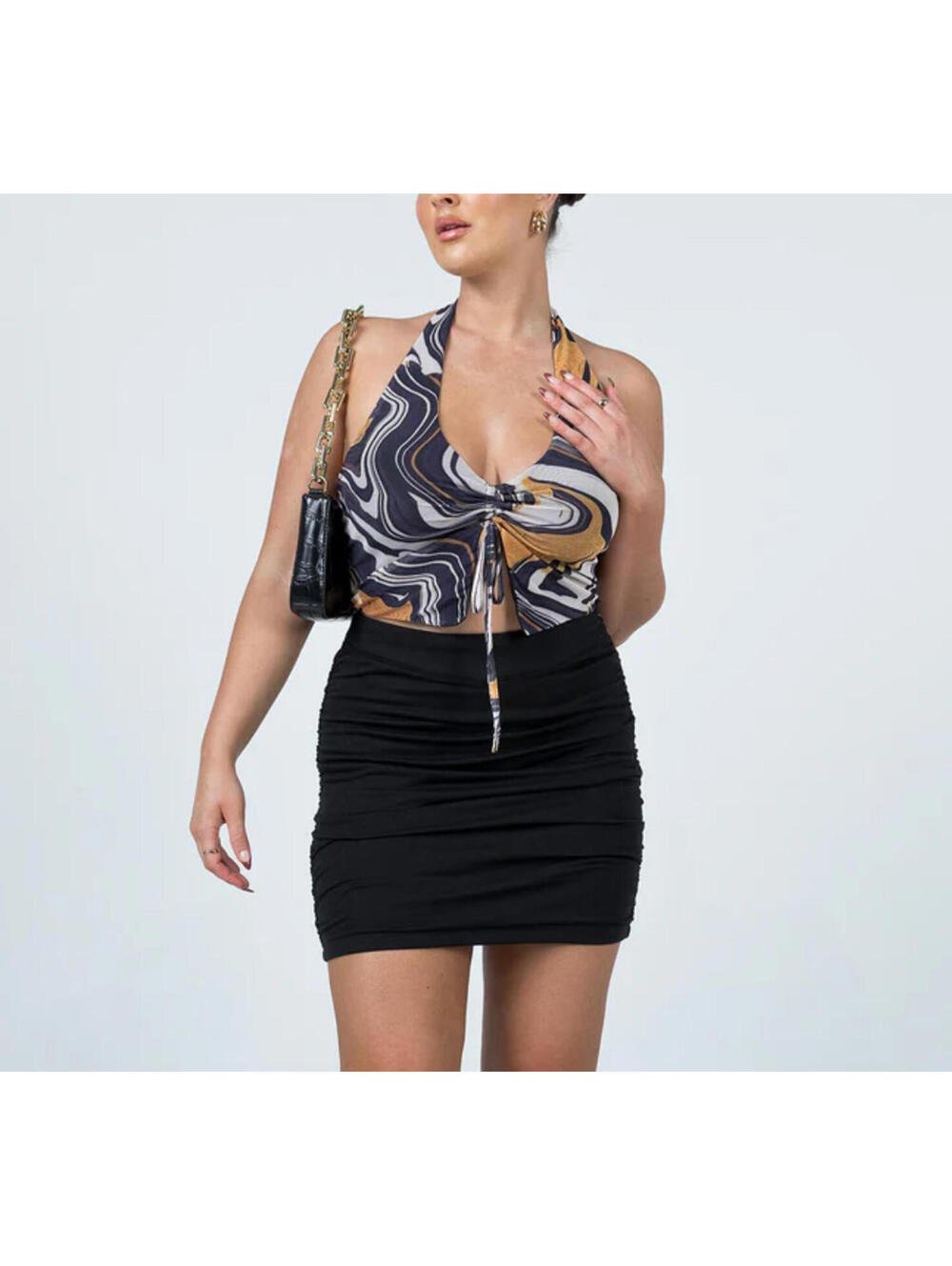 swirl print halter top